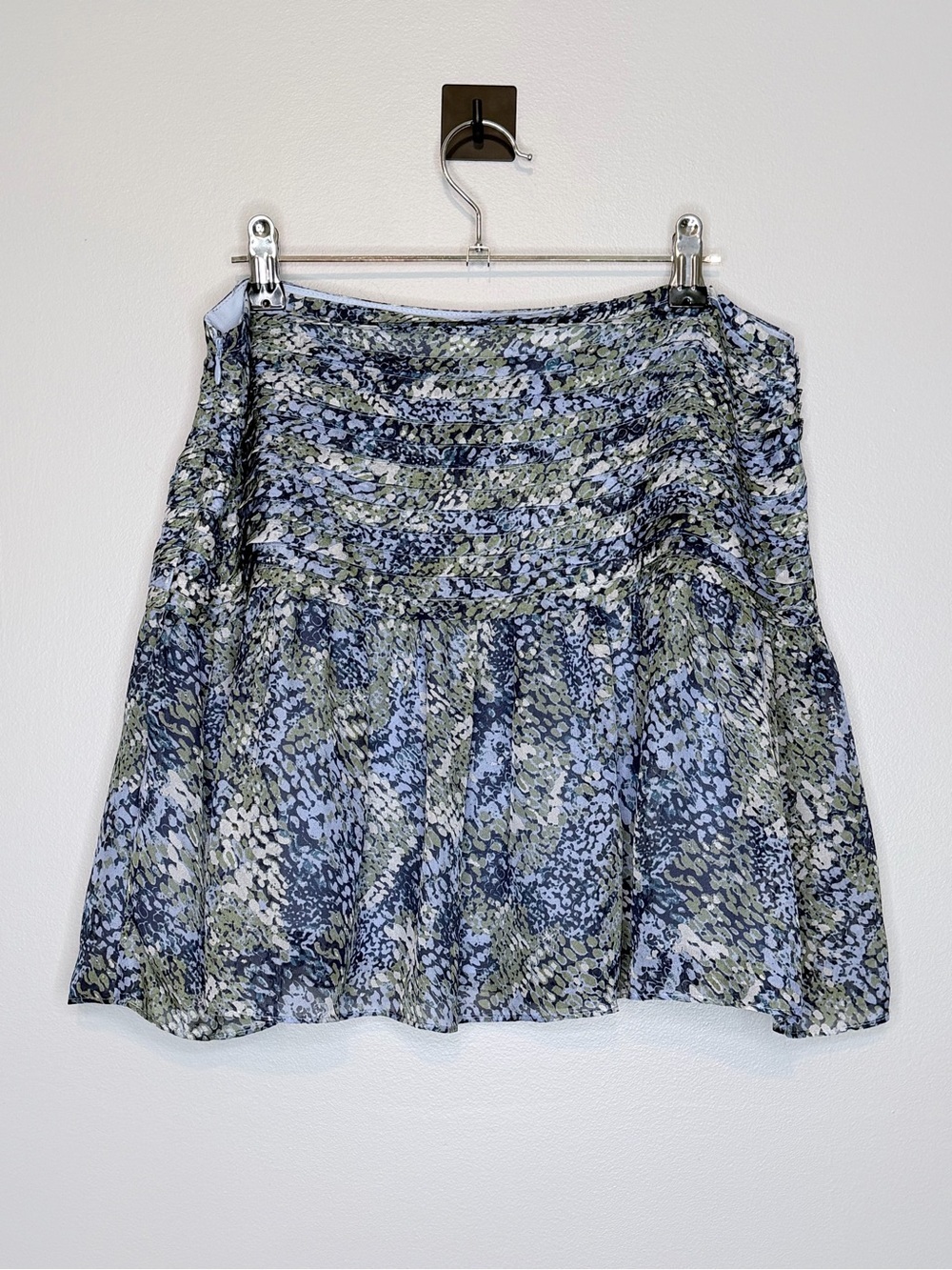 NEW Ramy Brook 100% Silk Shari Abstract Printed Ruched Mini Skirt Womenβs Size 6 - Picture 5 of 8